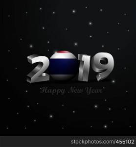 2019 Happy New Year Thailand Flag Typography. Abstract Celebration background