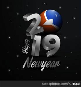 2019 Happy New Year Tierra del Fuego province Argentina Flag Typography. Abstract Celebration background