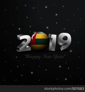 2019 Happy New Year Togo Flag Typography. Abstract Celebration background
