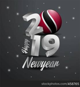 2019 Happy New Year Trinidad and tobago Flag Typography. Abstract Celebration background