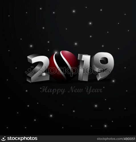 2019 Happy New Year Trinidad and tobago Flag Typography. Abstract Celebration background