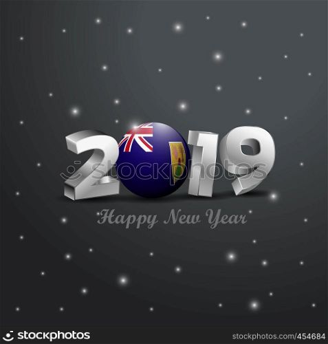 2019 Happy New Year Turks and Caicos Islands Flag Typography. Abstract Celebration background