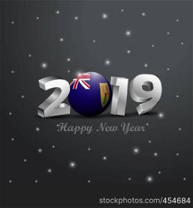 2019 Happy New Year Turks and Caicos Islands Flag Typography. Abstract Celebration background