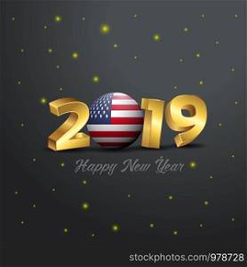 2019 Happy New Year United States of America Flag Typography. Abstract Celebration background