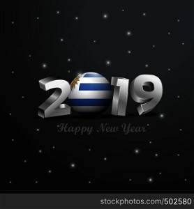 2019 Happy New Year Uruguay Flag Typography. Abstract Celebration background