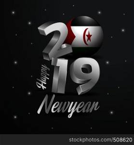 2019 Happy New Year Western Sahara Flag Typography. Abstract Celebration background