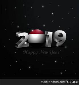 2019 Happy New Year Yemen Flag Typography. Abstract Celebration background