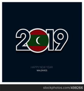 2019 Maldives Typography, Happy New Year Background
