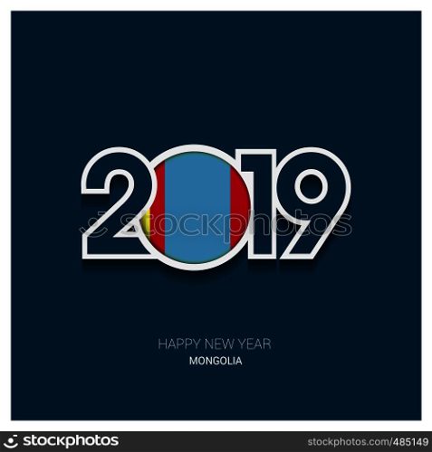 2019 Mongolia Typography, Happy New Year Background