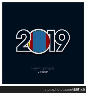 2019 Mongolia Typography, Happy New Year Background