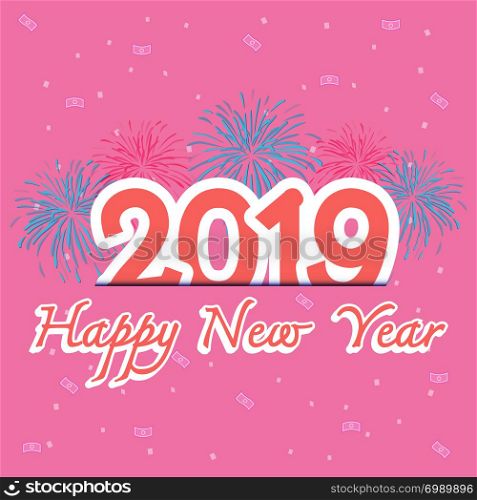 2019 new year celebration with firework, stock vector