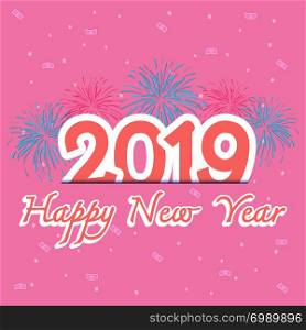 2019 new year celebration with firework, stock vector
