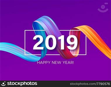 2019 New Year of a colorful brushstroke oil or acrylic paint design element. Vector illustration EPS10. 2019 New Year of a colorful brushstroke oil or acrylic paint design element. Vector illustration
