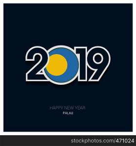 2019 Palau Typography, Happy New Year Background