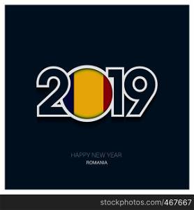 2019 Romania Typography, Happy New Year Background