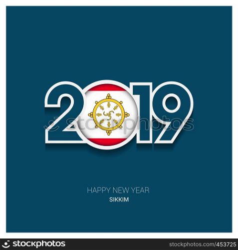 2019 Sikkim Typography, Happy New Year Background