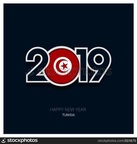 2019 Tunisia Typography, Happy New Year Background