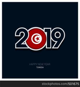 2019 Tunisia Typography, Happy New Year Background