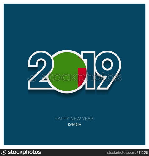 2019 Zambia Typography, Happy New Year Background