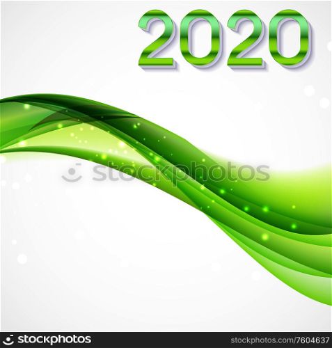 2020 Abstract Vector Illustration of New Year on Background of colored waves. EPS10. 2020 Abstract Vector Illustration of New Year on Background of colored waves