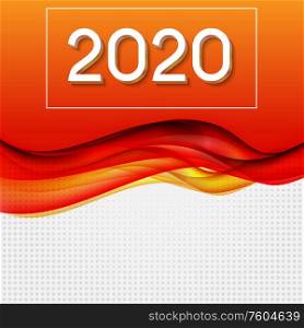 2020 Abstract Vector Illustration of New Year on Background of colored waves. EPS10. 2020 Abstract Vector Illustration of New Year on Background of colored waves