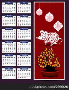 2020 Calendar for new year year of mouse