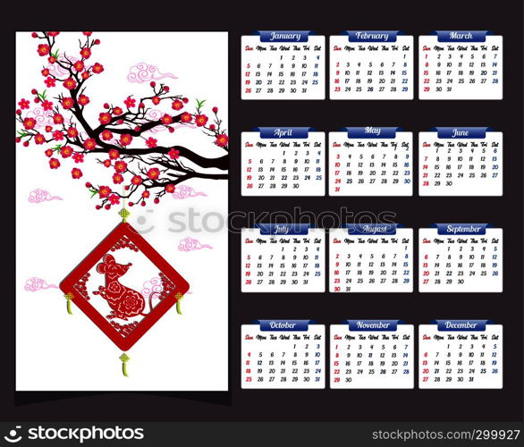 2020 Calendar for new year year of mouse