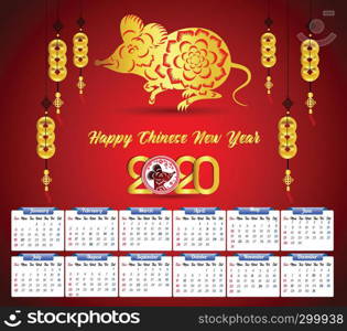 2020 Calendar for new year year of mouse