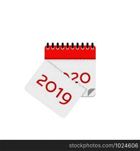 2020 calendar tear off sheet 2019 color icon in flat. 2020 calendar tear off sheet 2019 color icon, flat