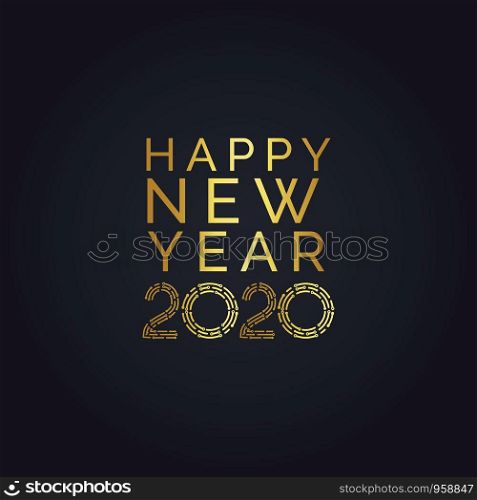 2020 golden New Year sign with golden glitter on black background. Vector New Year illustration. Happy New Year Banner with 2020 Numbers on Bright Background.2020 golden New Year sign with golden glitter on black background. Vector New Year illustration. Happy New Year Banner with 2020 Numbers on Bright Background.