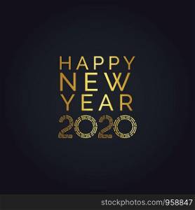 2020 golden New Year sign with golden glitter on black background. Vector New Year illustration. Happy New Year Banner with 2020 Numbers on Bright Background.2020 golden New Year sign with golden glitter on black background. Vector New Year illustration. Happy New Year Banner with 2020 Numbers on Bright Background.