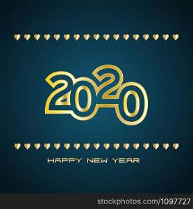 2020 Happy New Year, Background Greetings Card Design Element on blue background