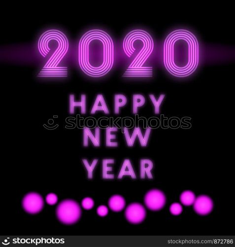 2020 Happy New Year background neon design for holiday flyer, greeting, invitation card, flyer, poster, brochure cover, typography or other printing products. Vector illustration.. 2020 Happy New Year background neon design for holiday flyer, greeting, invitation card, flyer, poster, brochure cover, typography or other printing products