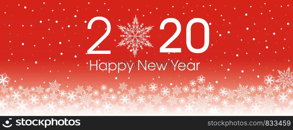 2020 Happy New Year card template. Design patern snowflakes white and pink color.