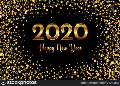 2020 happy new year congratulation with gold sparkles and shining text, vector illustration. 2020 happy new year congratulation with gold sparkles and text