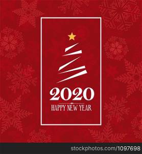 2020 Happy New Year. greeting, invitation or menu cover. vector illustration on red background