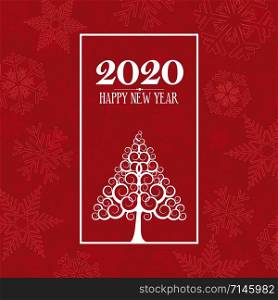 2020 Happy New Year. greeting, invitation or menu cover. vector illustration on red background