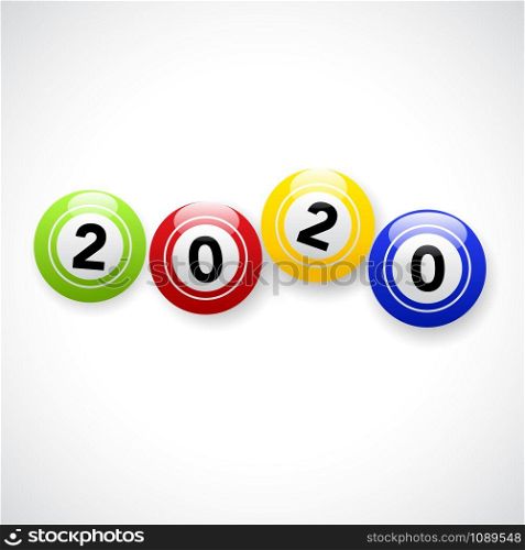 2020, happy new year. Vector creative number with bingo ball