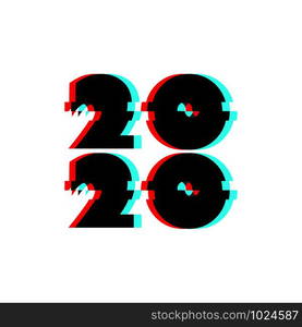 2020 in red and blue 3d effect icon in flat style. 2020 in red and blue 3d effect icon in flat