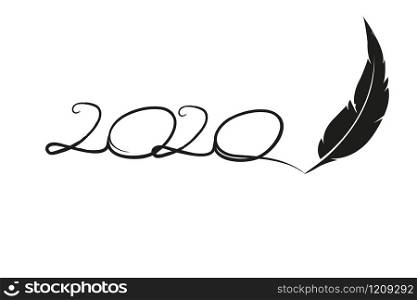 2020 new year card, banner. Handwritten modern brush lettering.