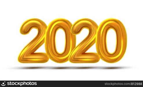 2020 New Year Celebrate Concept Banner Vector. Golden Air Blown Two Thousand Twenty 2020 Background. Festive Event Shiny Design Template Poster Realistic Illustration. 2020 New Year Celebrate Concept Banner Vector