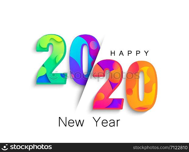 2020 New Year colour banner, logo for your seasonal holidays flyers, greetings and invitations, christmas themed congratulations and cards.Template for brochures, business diaries.Vector illustration.. 2020 New Year colour banner, logo for holidays.