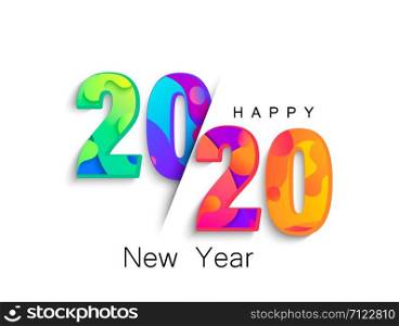 2020 New Year colour banner, logo for your seasonal holidays flyers, greetings and invitations, christmas themed congratulations and cards.Template for brochures, business diaries.Vector illustration.. 2020 New Year colour banner, logo for holidays.