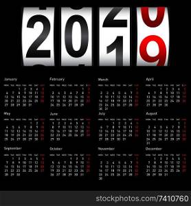 2020 New Year counter, change calendar illustration.. 2020 New Year counter, change calendar illustration