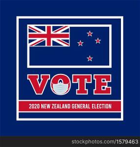 2020 New Zealand general election. Vector illustration with NZ flag. 2020 New Zealand general election. Vector illustration