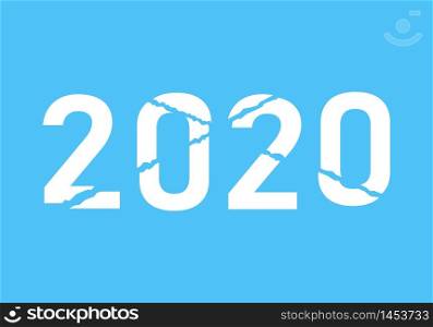 2020 year in abstract style. Torn 2020 vector icon.