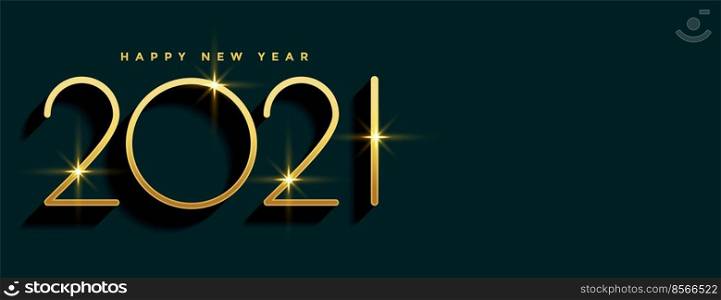 2021 golden happy new year banner with text space