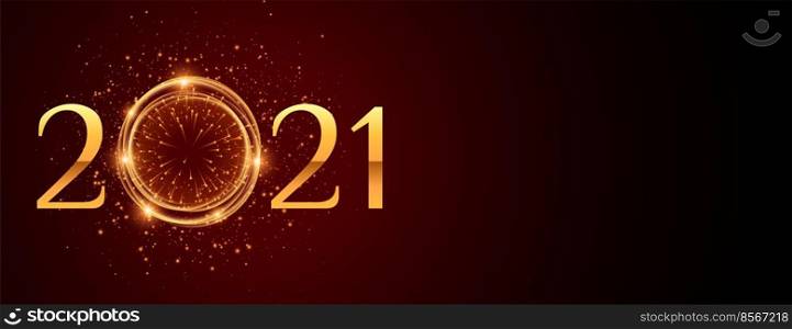 2021 golden sparkling banner for happy new year