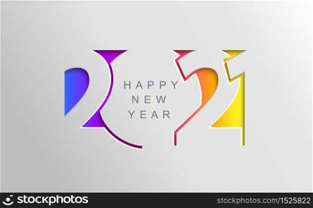 2021 Happy new year card in paper cut simple style for your seasonal holidays flyers, greetings and invitations cards and christmas themed congratulations and banners. Ox year. Vector illustration.. 2021 Happy new year card in paper cut style.