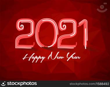 2021 Happy new year colored lettering on a polygonal background